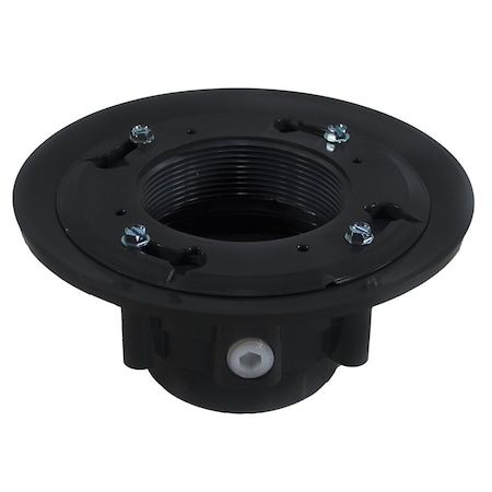 Jones Stephens 4in. PVC Heavy Duty Drain Base with Clamping Ring and Primer Tap, for 3in. Spud D49806
